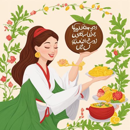 Femme en tenue traditionnelle servant de la nourriture  Image IA