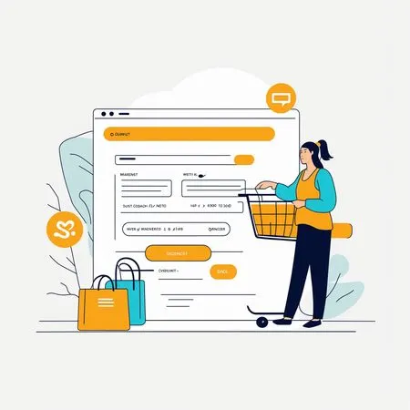 Une femme passe à la caisse sur une plateforme de commerce électronique  Image IA