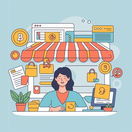 Femme faisant des achats sur la boutique en ligne  AI Image