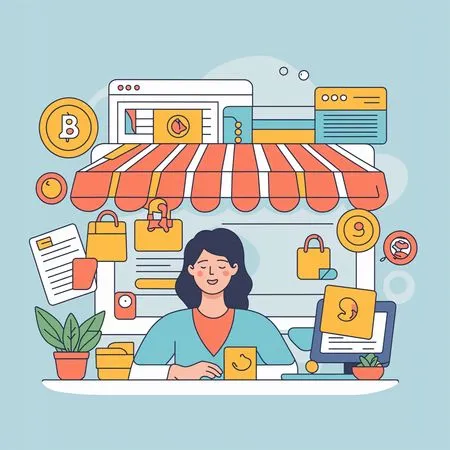 Femme faisant des achats sur la boutique en ligne  AI Image