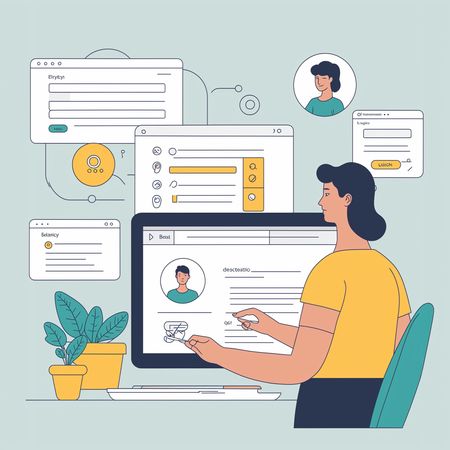 Femme interagissant avec un site Web  Image IA