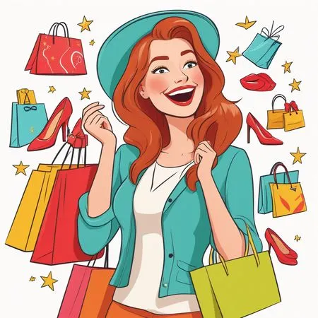 Femme joyeuse faisant du shopping  Image IA