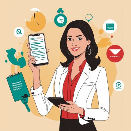 Femme professionnelle utilisant des applications numériques  Image IA