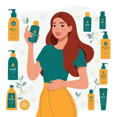 Femme faisant la promotion de divers produits de soins de la peau  Image IA