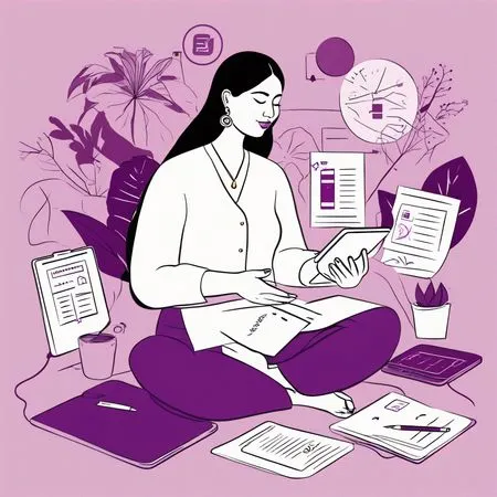 Femme travaillant avec des documents et une tablette  AI Image