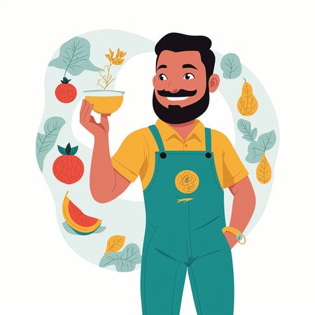 Fermier souriant tenant un bol  Image IA