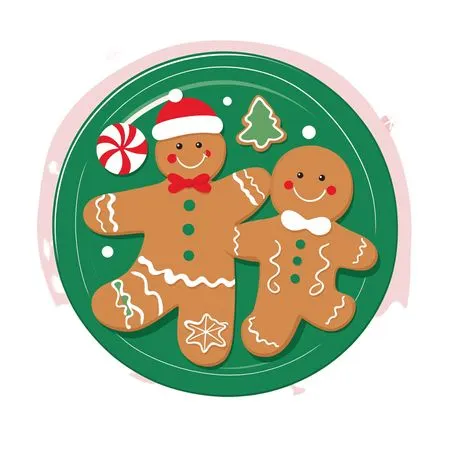 Festive Gingerbread Cookies On Plate  AI Image
