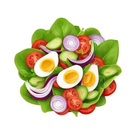 Fresh Vegetable Salad With Boiled Eggs  AI Image