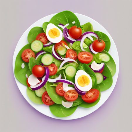 Fresh Vegetable Salad With Eggs  AI Image