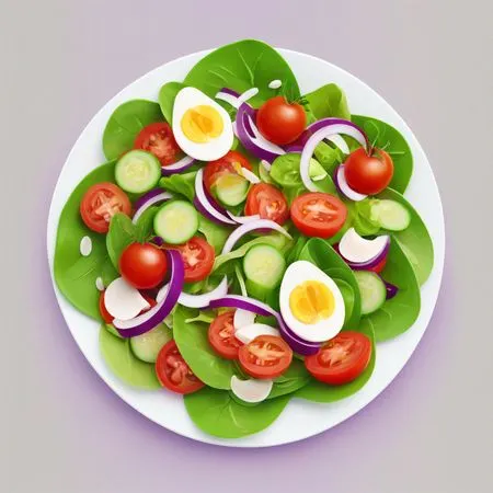 Fresh Vegetable Salad With Eggs  AI Image