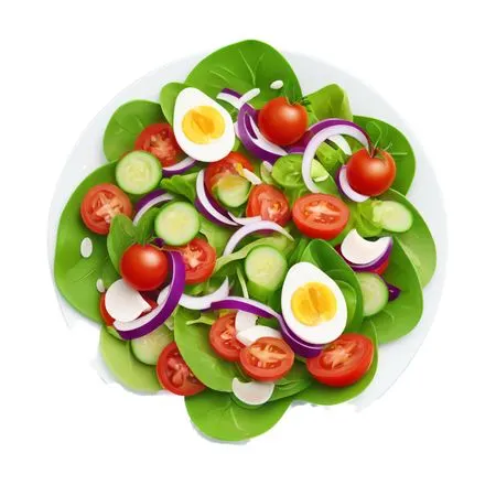 Fresh Vegetable Salad With Eggs  AI Image