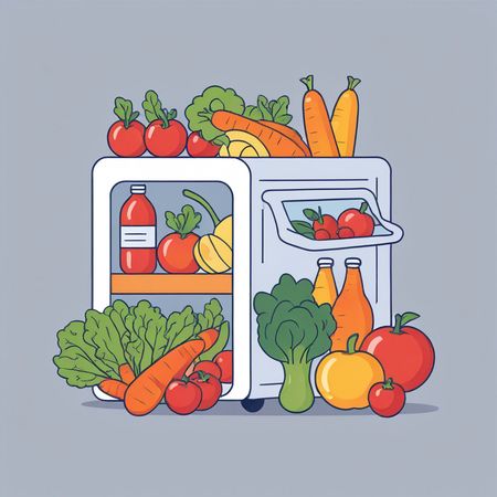 과일과 채소로 가득 찬 냉장고  AI 이미지