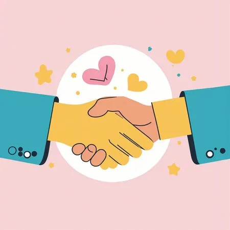 Friendly Handshake With Heart Symbols  AI Image
