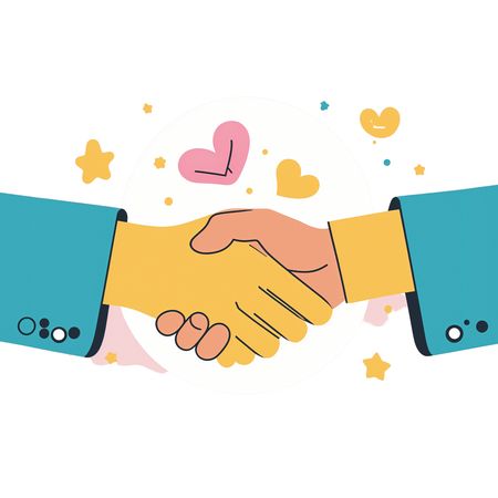 Friendly Handshake With Heart Symbols  AI Image
