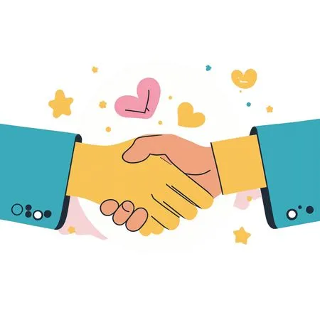 Friendly Handshake With Heart Symbols  AI Image