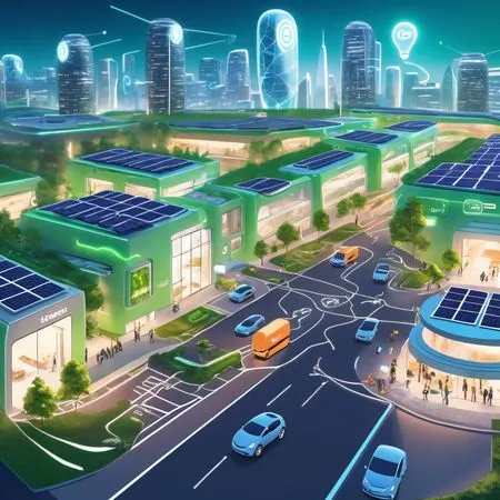 Futuristic Cityscape With Smart Technology And Green Architecture  AI Image