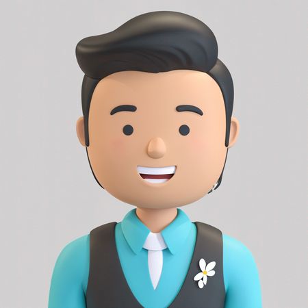 Garçon souriant portant un costume et une cravate  Image IA