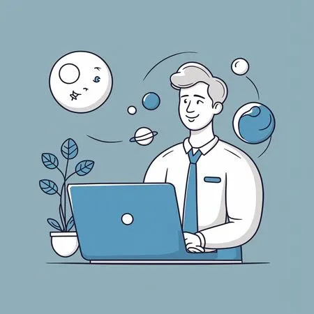 Geschäftsmann, der am Laptop arbeitet  KI-Bild