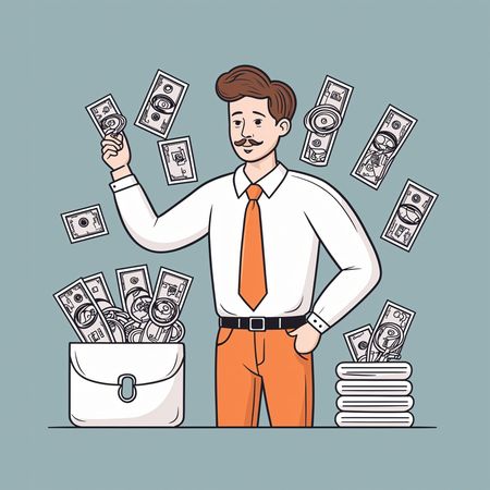 Geschäftsmann mit Geld  KI-Bild