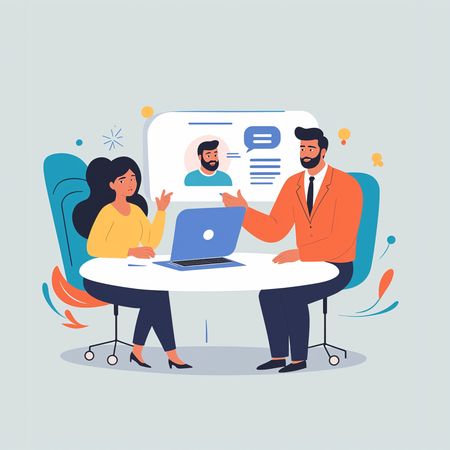 Geschäftstreffen mit digitaler Präsentation  KI-Bild