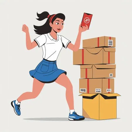 Girl Running With Package  AI Image