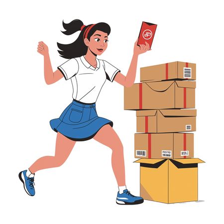 Girl Running With Package  AI Image