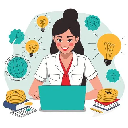 Girl Studying On Laptop  AI Image