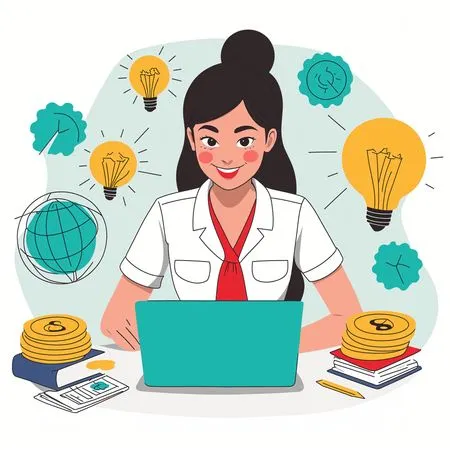 Girl Studying On Laptop  AI Image
