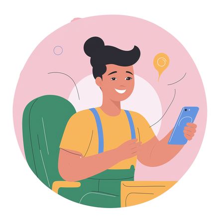 Girl using smartphone  AI Image