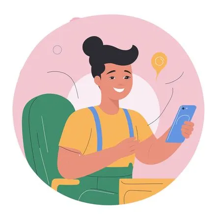 Girl using smartphone  AI Image