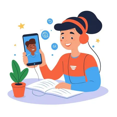 Girl Video Calling While Studying  AI Image