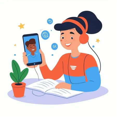 Girl Video Calling While Studying  AI Image