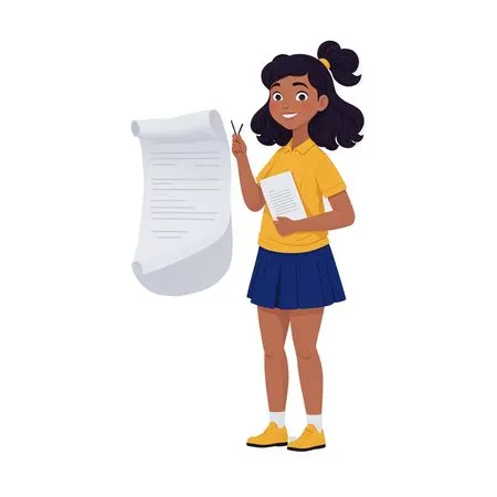 Girl Writing Notes From Scroll AI Image