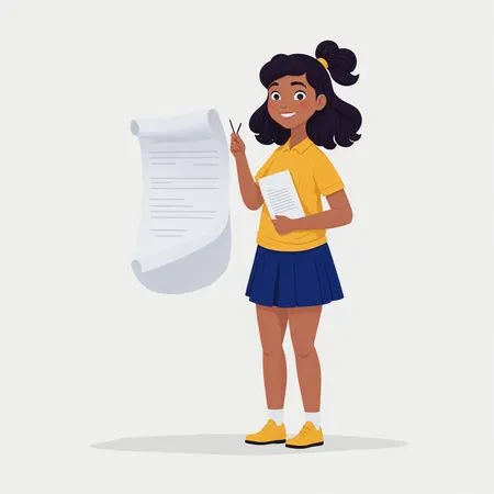Girl Writing Notes From Scroll  AI Image