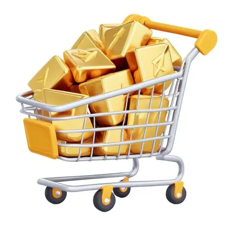 Gold Bars in Shopping Cart  AI Image