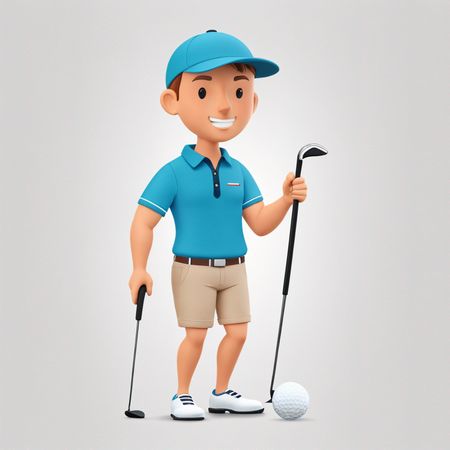 Golfista sosteniendo palos y una pelota de golf  Imagen AI