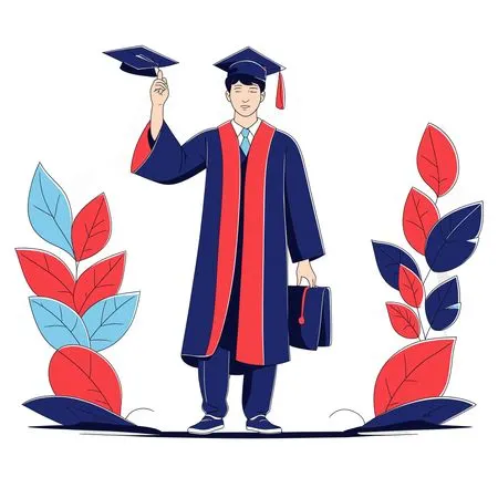 Graduate Boy Celebrating In Cap And Gown  AI Image