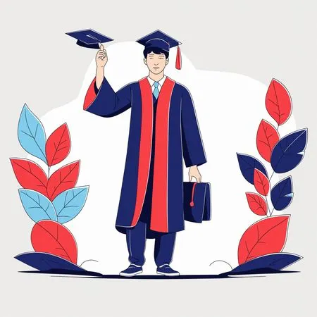 Graduate Boy Celebrating In Cap And Gown  AI Image