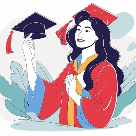 졸업 가운과 모자를 쓰고 졸업을 축하하는 졸업생  AI 이미지
