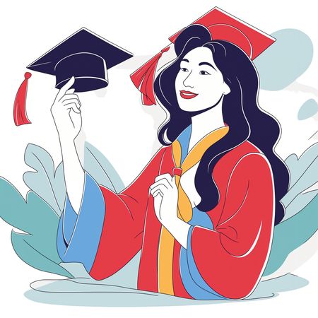 Graduate Girl Celebrating With Cap And Gown  AI Image