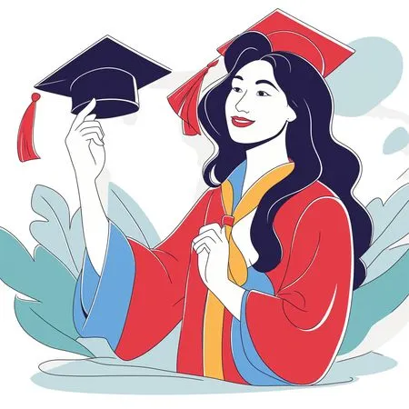 Graduate Girl Celebrating With Cap And Gown  AI Image