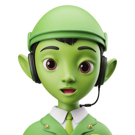 Green Alien Wearing Headphones  AI Image