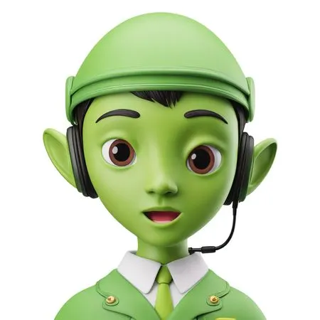 Green Alien Wearing Headphones  AI Image