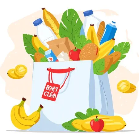 Grocery Bag With Various Food Items  AI Image