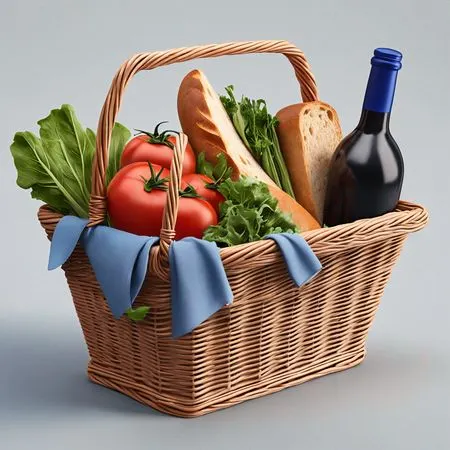 Grocery Basket With And Wine  AI Image