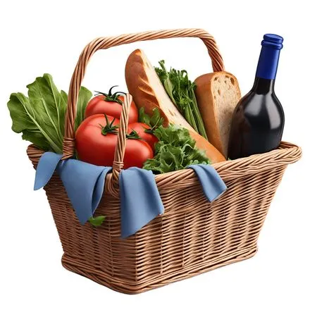 Grocery Basket With And Wine  AI Image