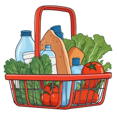 Grocery Basket With Assorted Items  AI Image