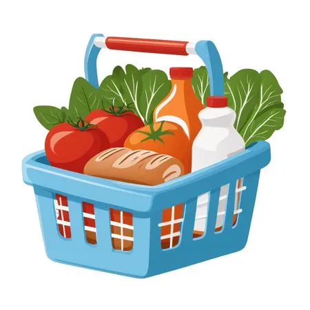 Grocery Basket With Fresh Produce  AI Image
