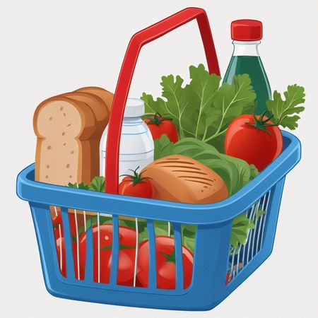Grocery Basket With Fresh Produce  AI Image