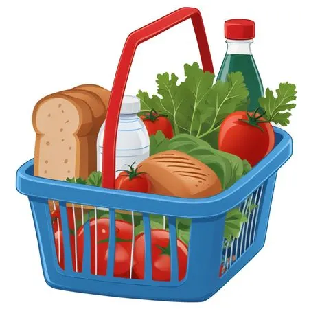 Grocery Basket With Fresh Produce  AI Image